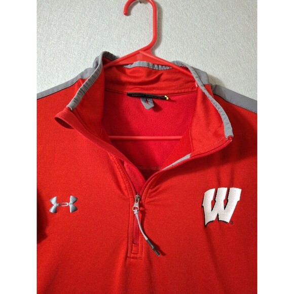 Under Armour  1/4 Zip Men’s L Loose Cold Gear Infrared Fleece Wisconsin Badgers - Picture 4 of 8